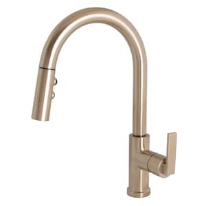 Lura Single Handle Pull Down Sprayer Kitchen Faucet with Two Function Spray in Brushed Bronze