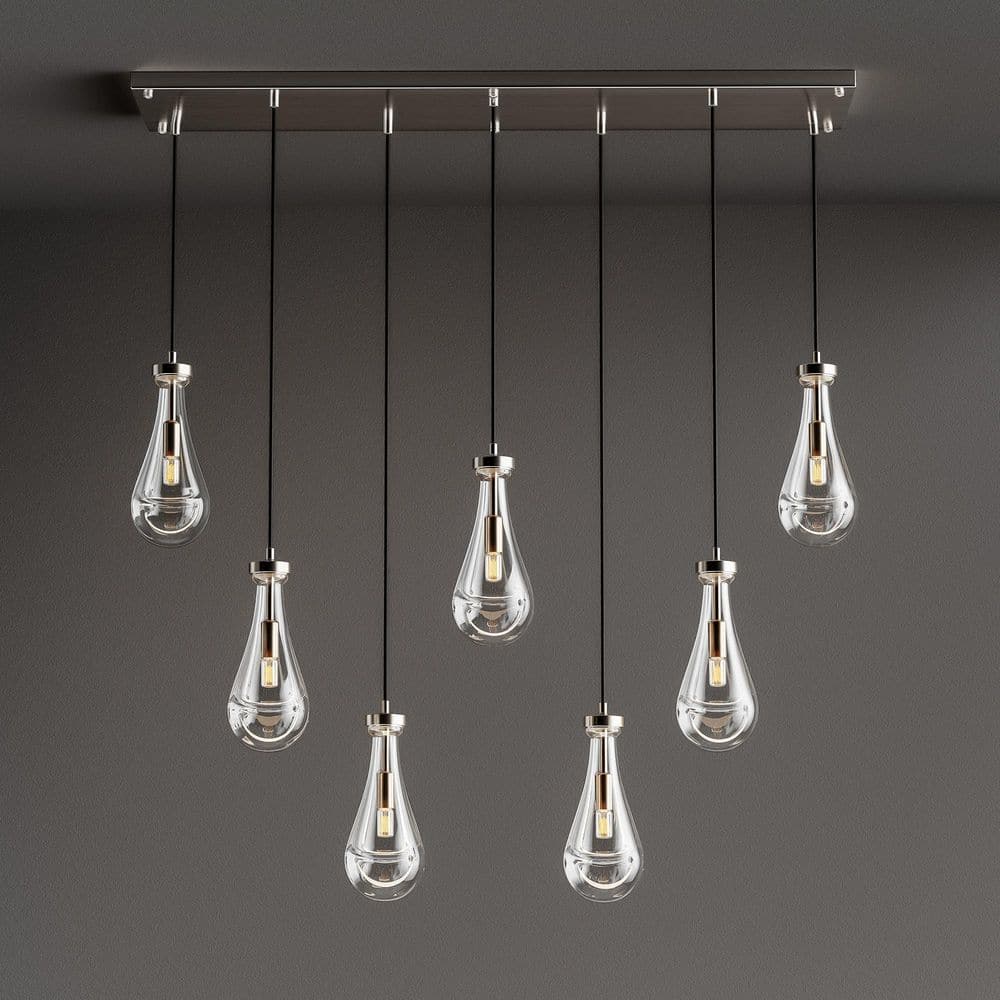 7-Light Nickel Raindrop Chandelier, Modern Glass Pendant Light for Living Room, Kitchen Island price history on PriceWatchPro