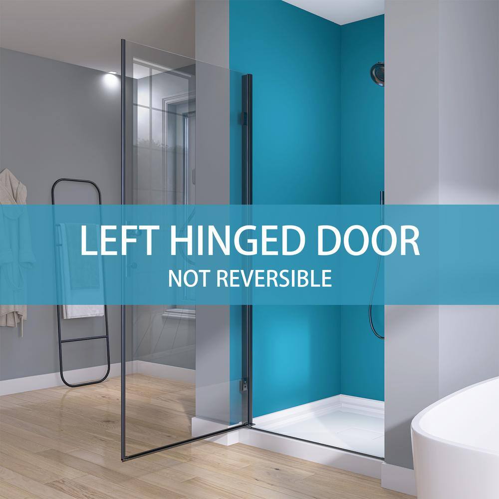Matte Black Semi-Frameless Pivot Shower Door with Clear Glass