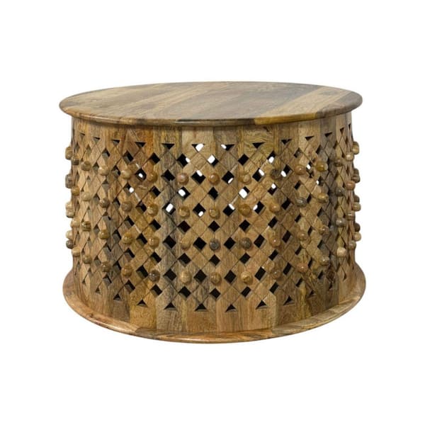 Lattice 30 in. Natural Round Wood Coffee Table