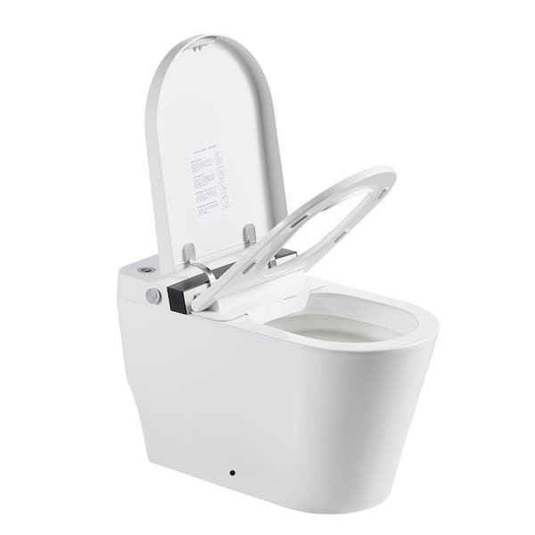 ANGELES HOME Smart Toilet Integrated Bidet in White, Auto Open, Heated Seat, Self -Clean Nozzle and Remote Control, Round Bowl