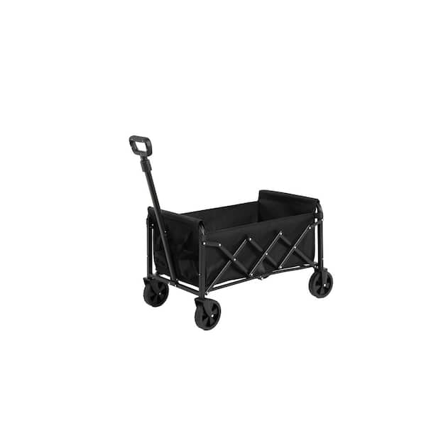 2.5 cu. ft. Lightweight Steel Portable Heavy Duty Folding Outdoor Utility Garden Cart Powered Wheelbarrow, Black