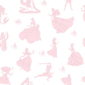 Disney 100th Anniversary Princesses Pink Matte Vinyl Peel and Stick Wallpaper