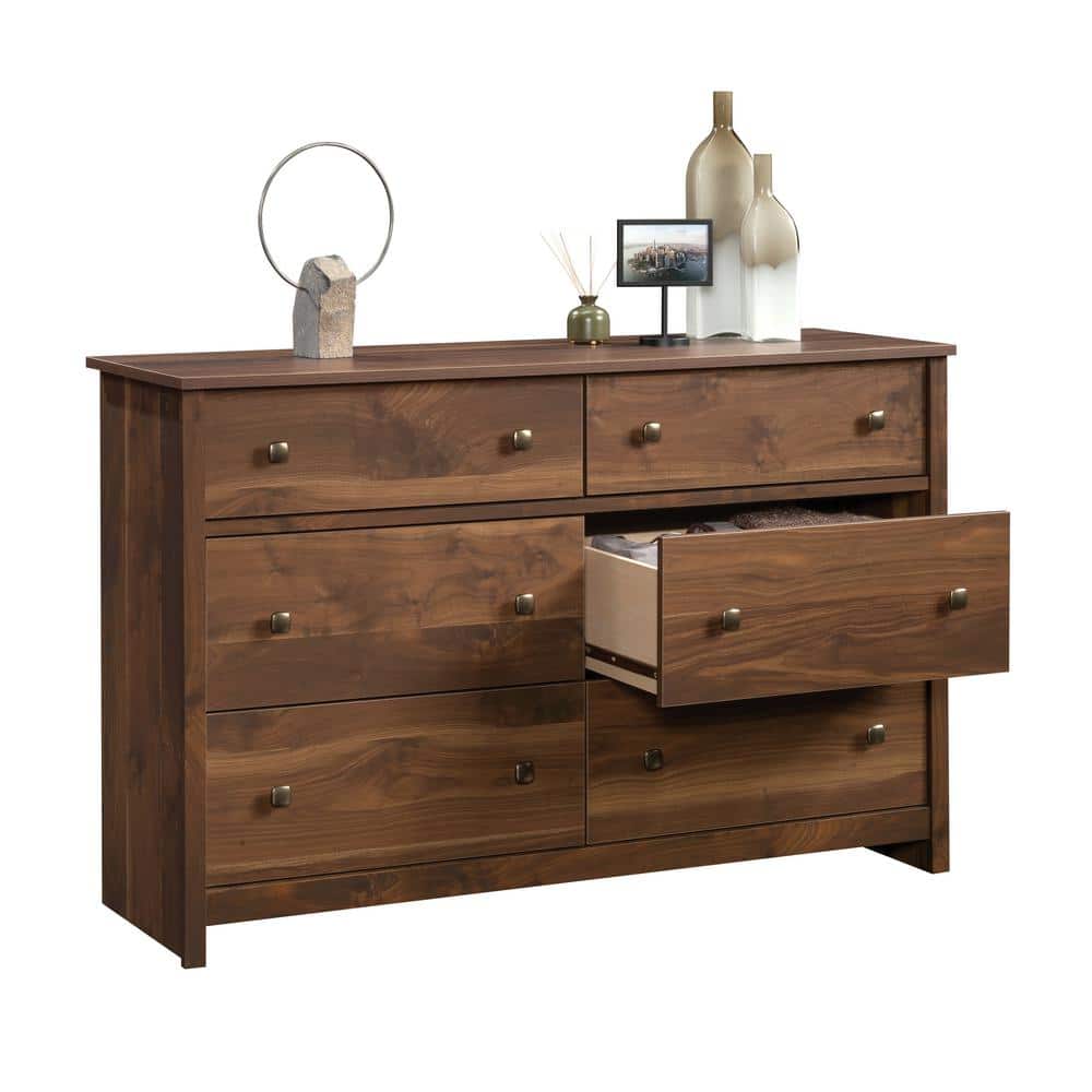 Grand Walnut 57'' Double Dresser with Deep Drawers