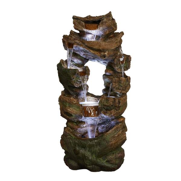 Nestfair 39 in. Tall 8-Tier Floor Standing Waterfall Fountain with LED Light