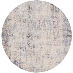 Rustic Textures Grey/Beige 5 ft. x 5 ft. Abstract Contemporary Round Area Rug