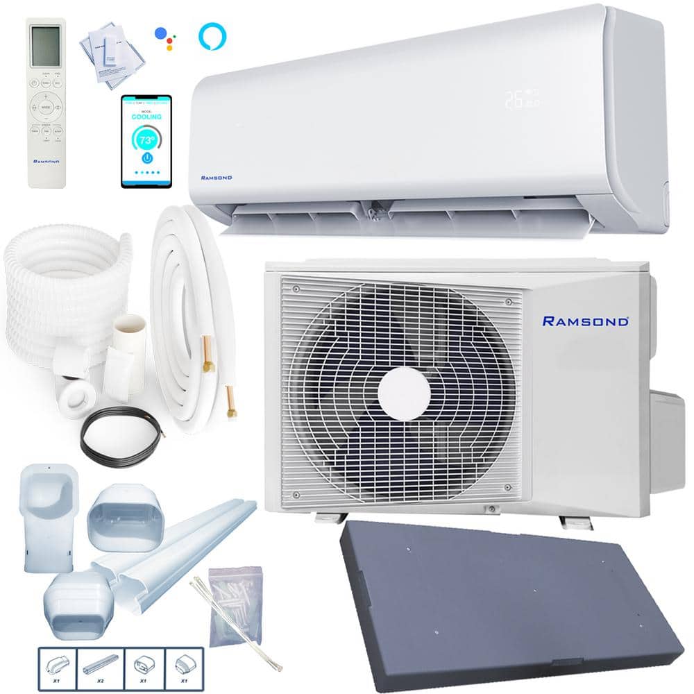 Ramsond 12,000 BTU 1 Ton 19 SEER Wi-Fi Ductless Mini Split Air ...
