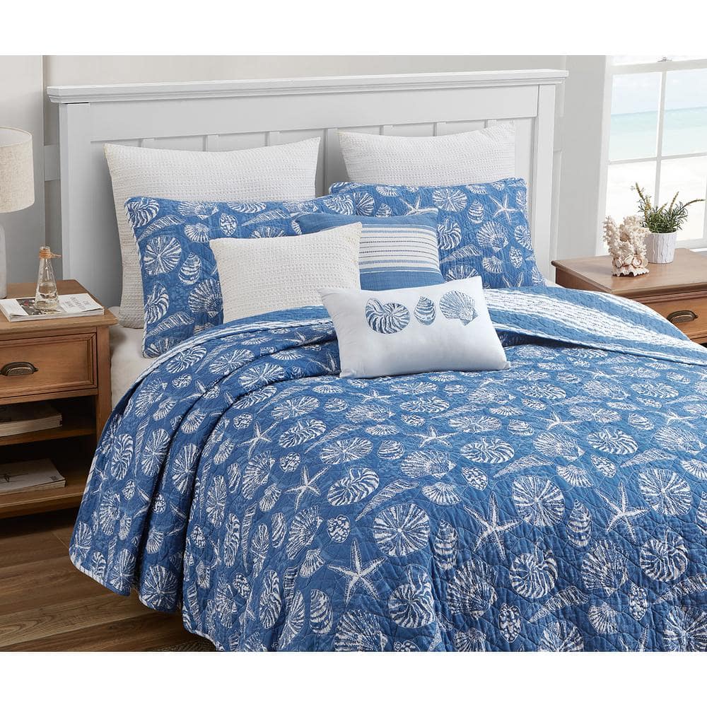 Mare Blue Reversible Cotton Twin Quilt Set