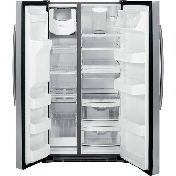 Ge 25 3 Cu Ft Side By Side Refrigerator In Stainless Steel Energy Star Gse25gshss The Home Depot