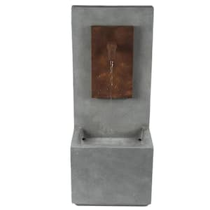 Gray and Brown Column Resin Cascade Outdoor Fountain with LED Light