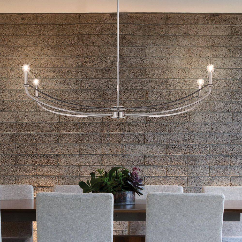 Sussex 47 in. 4-Light Polished Nickel and Black Faux Leather Linear Chandelier price history on PriceWatchPro