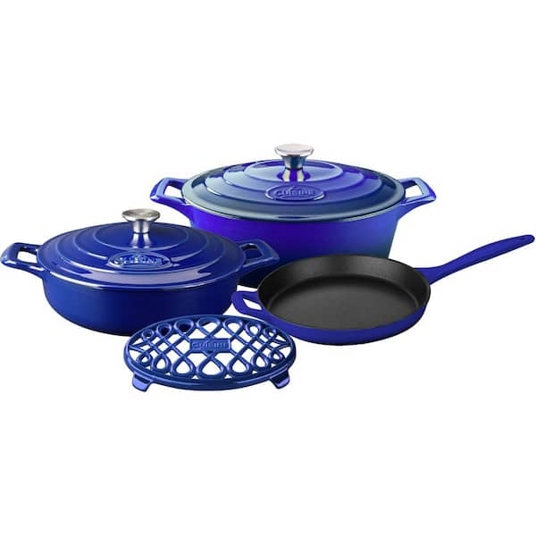 La Cuisine PRO Range 6-Piece Cast Iron Cookware Set in High Gloss Sapphire