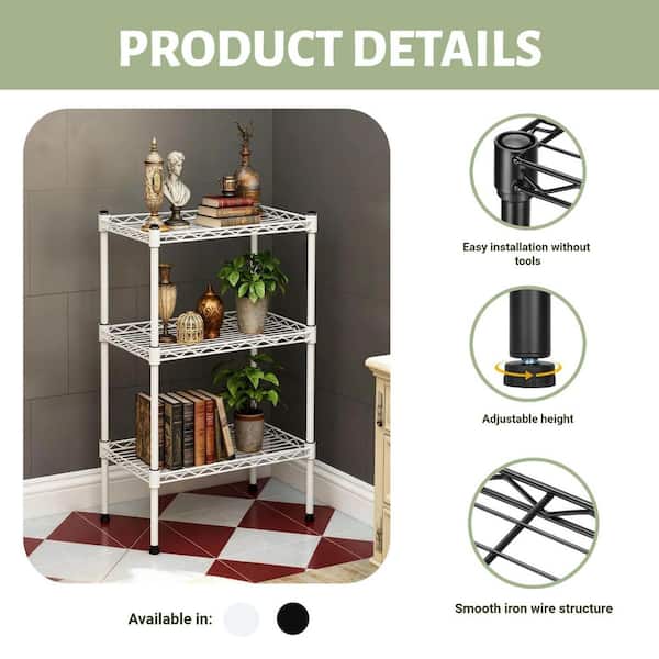 Noble House Nash Metal Wire 3-Tier Adjustable Shelving Unit in