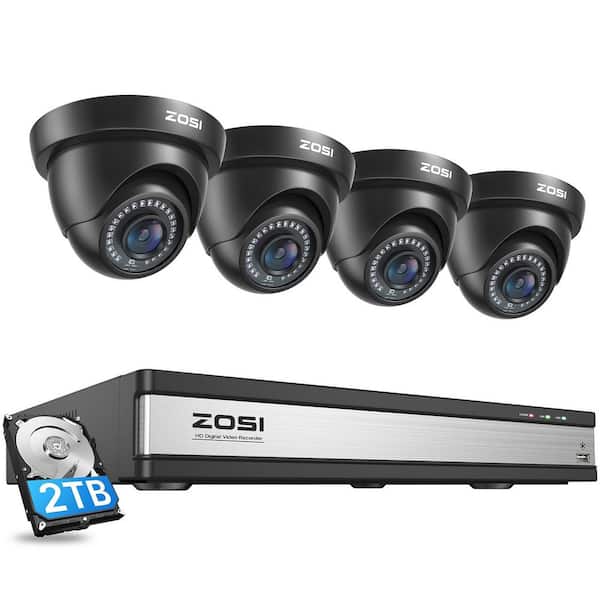 ZOSI 16-Channel 1080p 2TB DVR Security Camera System with 4-Wired Outdoor Dome Cameras