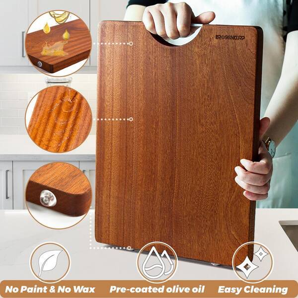 Medium 14 in. x 11 in. x 0. 98 sq. Wood Butcher Block-Edge Grain