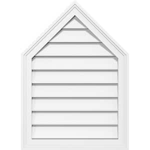 16 in. x 20 in. Steeple White PVC Paintable Gable Louver Vent Non-Functional