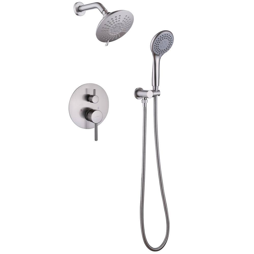 Single-Handle 2-Spray Round High Pressure Shower Faucet in Brushed Nickel (Valve Included) price history on PriceWatchPro