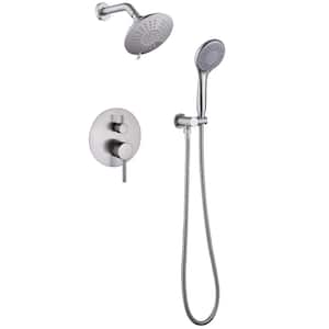 Single-Handle 2-Spray Round High Pressure Shower Faucet in Brushed Nickel (Valve Included)