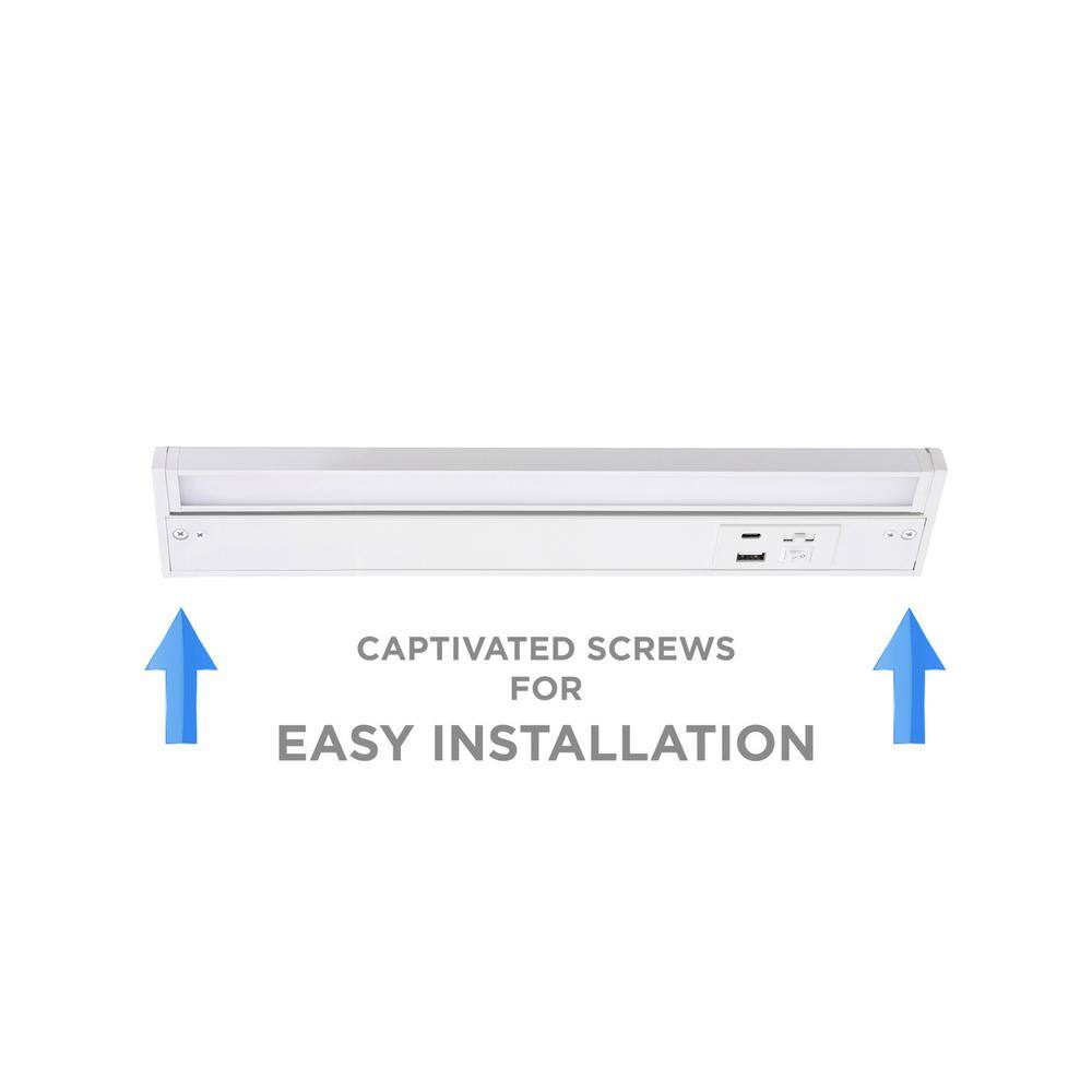 Elena 40-Inch White LED Under Cabinet Light with Frosted Acrylic Diffuser