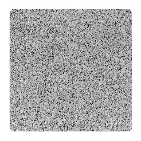 Bath Non Slip Shower Mat 24 x 24 in. Soft Comfort with Drainage Holes PVC Loofah Massage for Tub Bathroom Wet Drak Gray