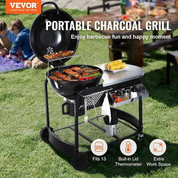 XXL Smoker Barbecue Outdoor Charcoal Portable Grill Garden BBQ Wheels Side  Table