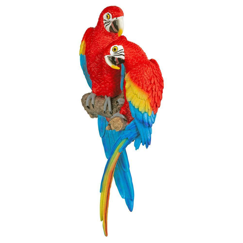 Tropical Scarlet Macaws Resin Wall Statue 26.2" High