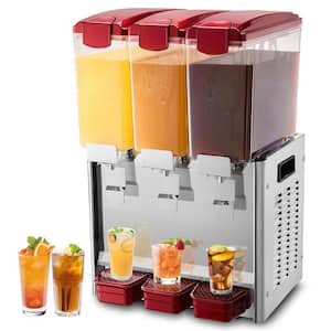 Commercial Beverage Dispenser 960 Oz. 3-Tanks 10L/10.6 qt. Per Tank Juice Dispenser 360-Watt Stainless Steel