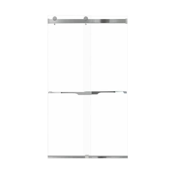 Transolid Brianna 48 in. W x 80 in. H Sliding Frameless Shower Door in Polished Chrome with Clear Glass