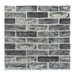 Stone Ash 27.5 in. x 27.5 in. Faux Brick 3D Wall Panels Peel and Stick Foam Wallpaper Interior Wall (52.5 sq. ft./Case)