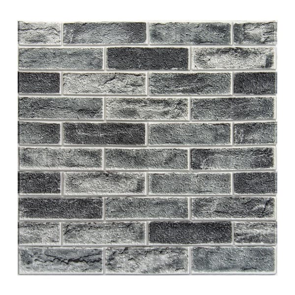 Art3dwallpanels Stone Ash 27.5 in. x 27.5 in. Faux Brick 3D Wall