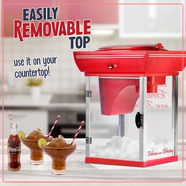 Coca-Cola 574 oz. Red Snow Cone Machine with Side Shelf CKSCC399CR