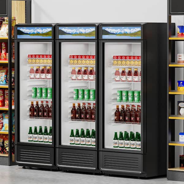Commercial Merchandiser Refrigerator, 9.7 cu. ft. / 275 L Beverage Refrigerator Cooler, Glass Door Display, Black