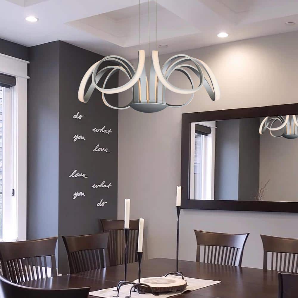 Elysian Crystal Petal LED Chandelier in Satin Silver