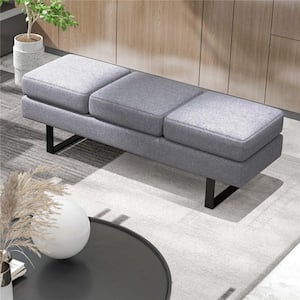 Modern Gray 59 in. Bedroom Bench Waiting Room Bench without Back