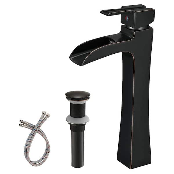 BWE Single Hole Single-Handle Waterfall Vessel Bathroom Faucet with Pop Up  Drain without Overflow in Oil Rubbed Bronze A-96572H-ORB - The Home Depot