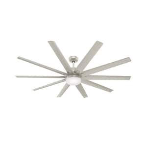 Overton 72 in. Outdoor Matte Nickel Ceiling Fan with Light Kit and Wall Switch