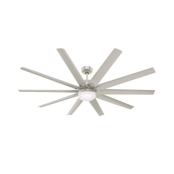 Hunter Overton 72 in. Outdoor Matte Nickel Ceiling Fan with Light Kit and Wall Switch