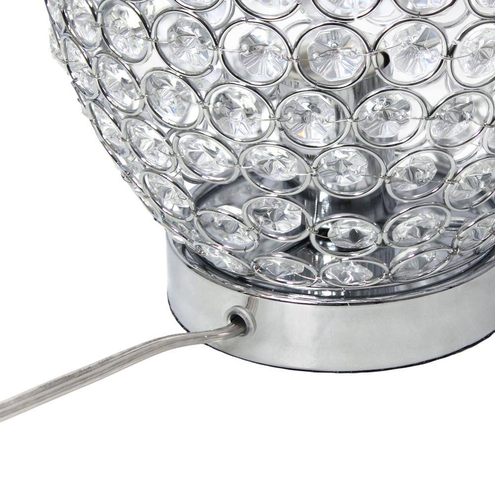 11" Silver Crystal Round Vase Table Lamp with Chrome Base
