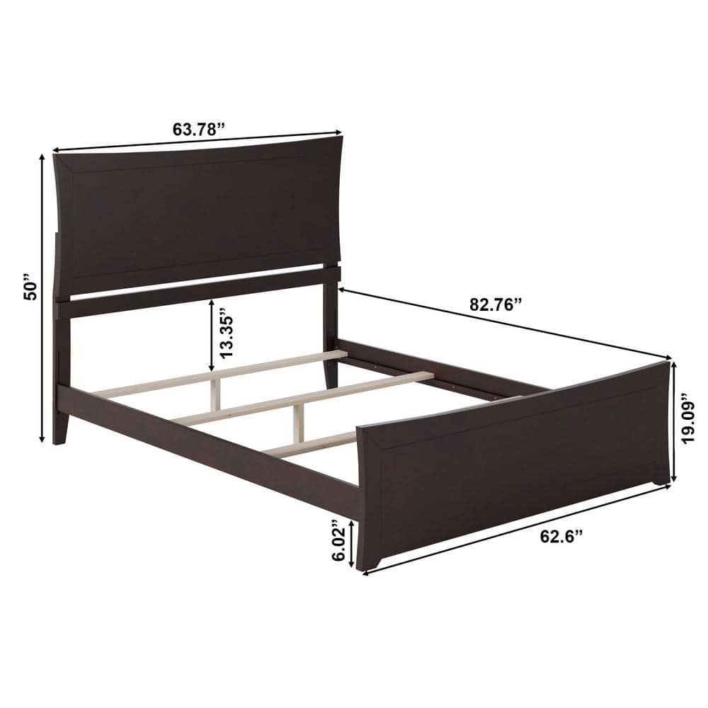 Espresso Queen Wood Bed with Headboard and Footboard