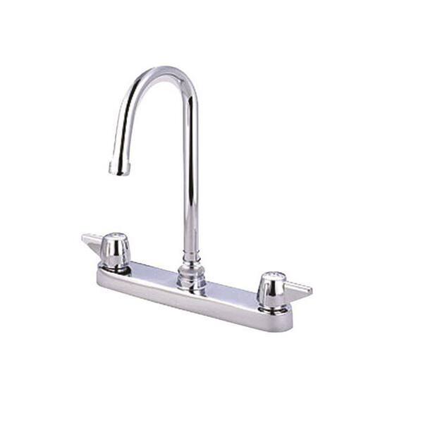 Central Brass 2-Handle Cast Brass Kitchen Faucet in Polished Chrome