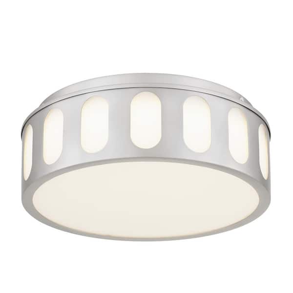BRIXON Opera 11.25 in. Brushed Nickel 5-CCT LED Flush Mount with Frosted Shade