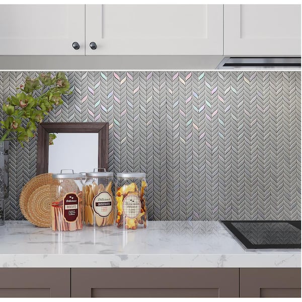 Alabaster Flint Gray 11.6 in. x 12.1 in. Recycled Glass Floor and Wall Mosaic Tile(9.75 sq. ft.) (10-Pack)
