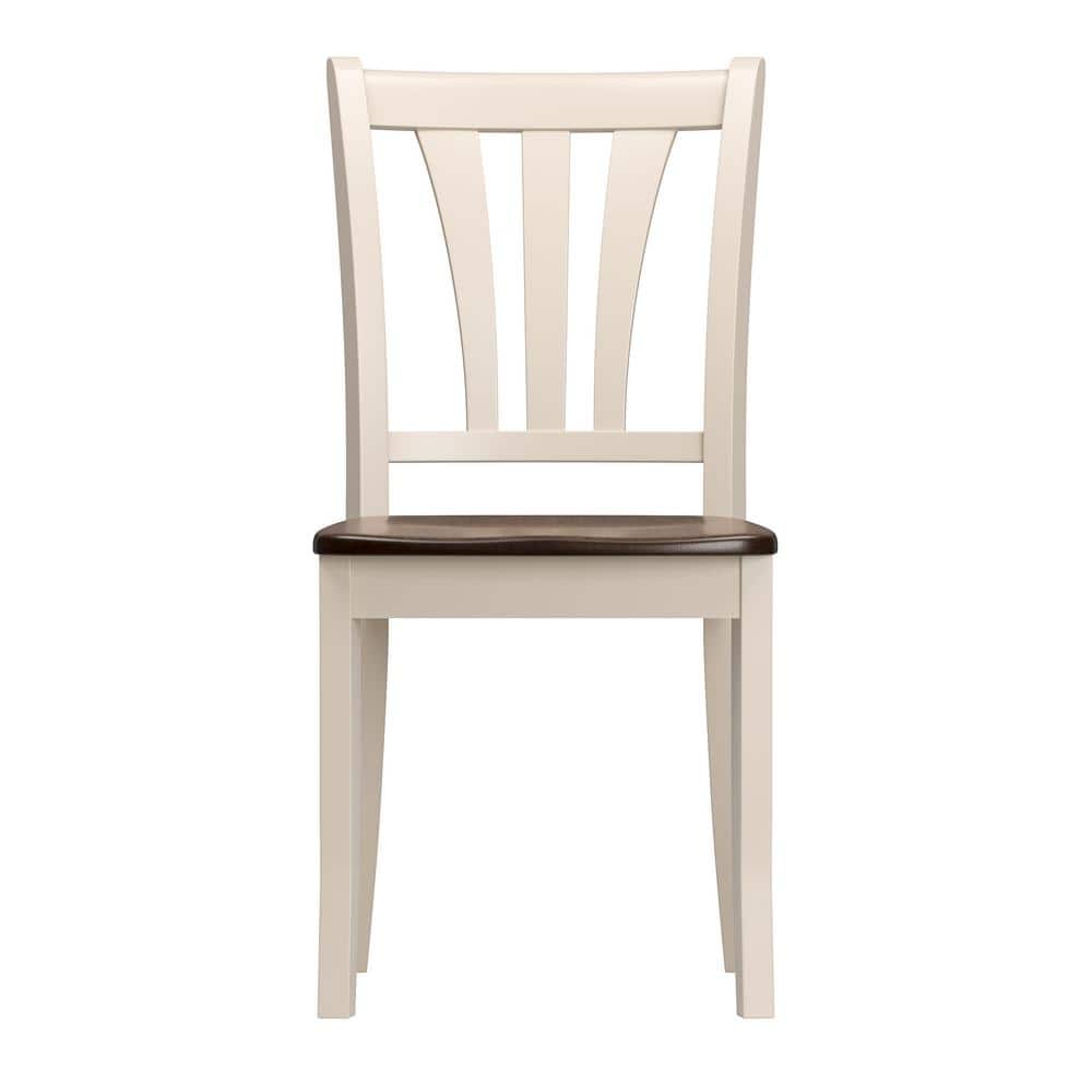 High Ladderback Cream and Brown Wood Side Chair Set