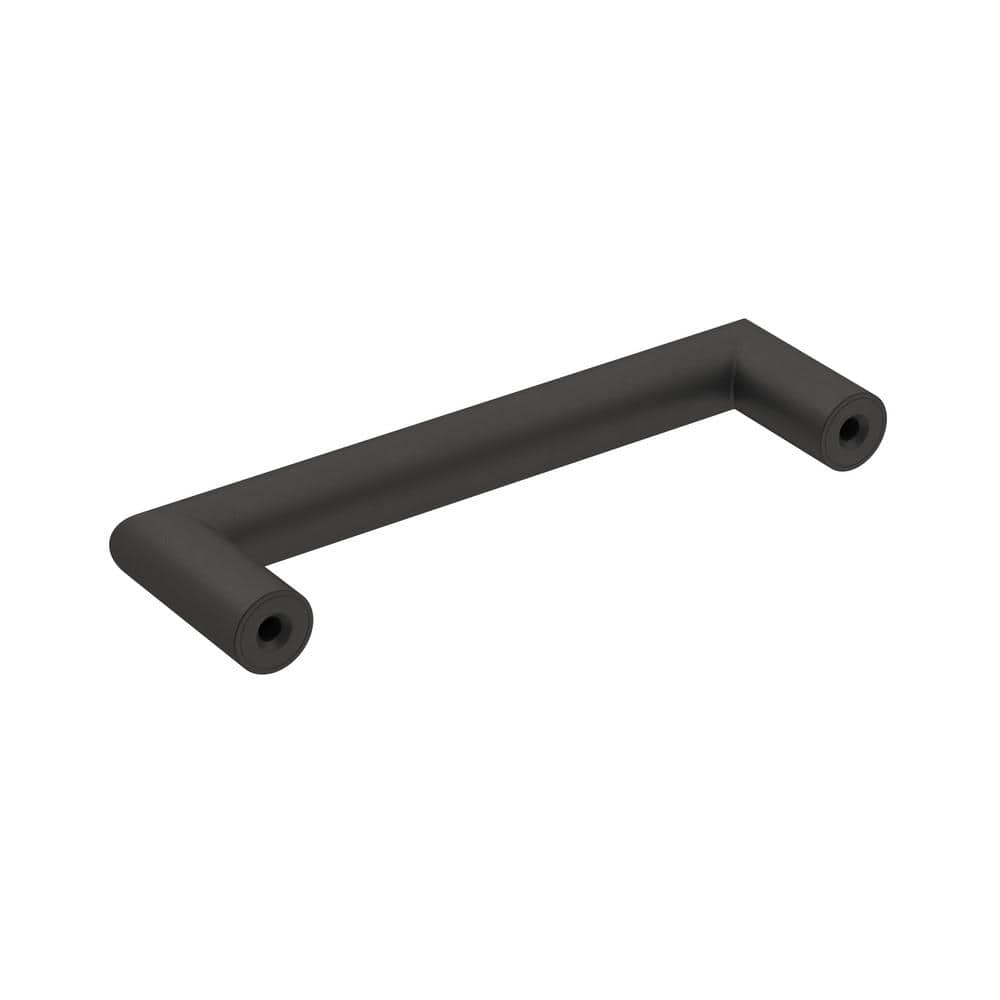Matte Black Steel Modern Bar Cabinet Pull with Mounting Hardware