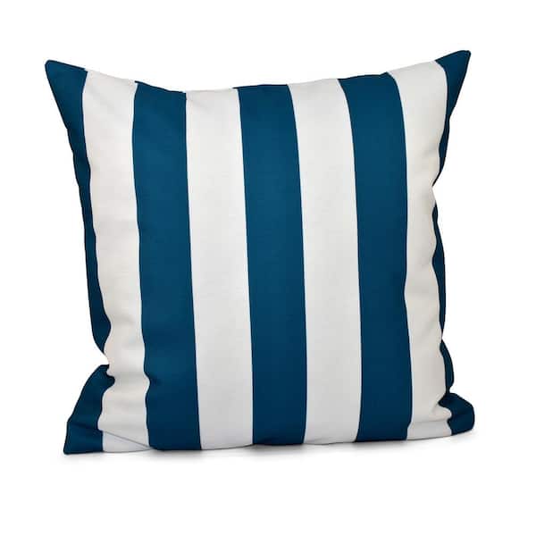 E BY DESIGN LLC Classic Moroccan Blue Striped 16 in. x 16 in. Throw Pillow