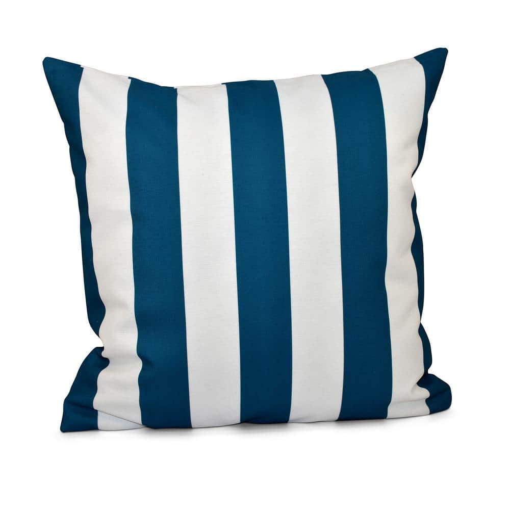 Classic Moroccan Blue Striped 16 in. x 16 in. Throw Pillow