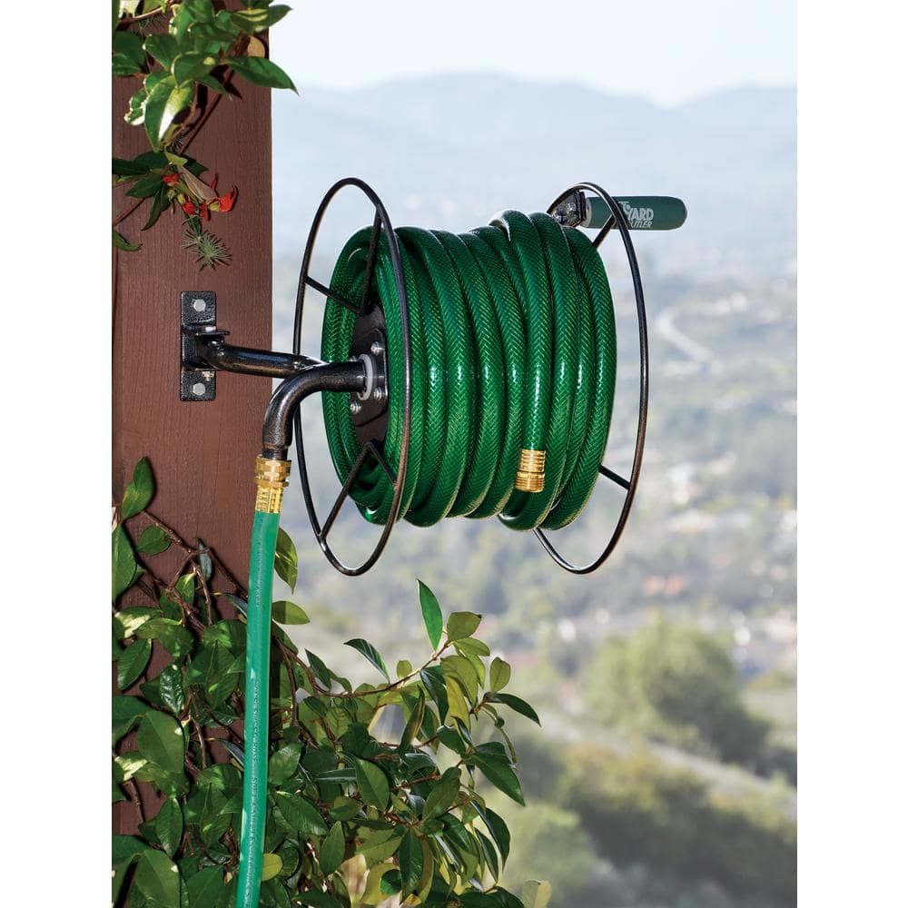 Silver Steel Wall Mounted Swivel Hose Reel 75 ft