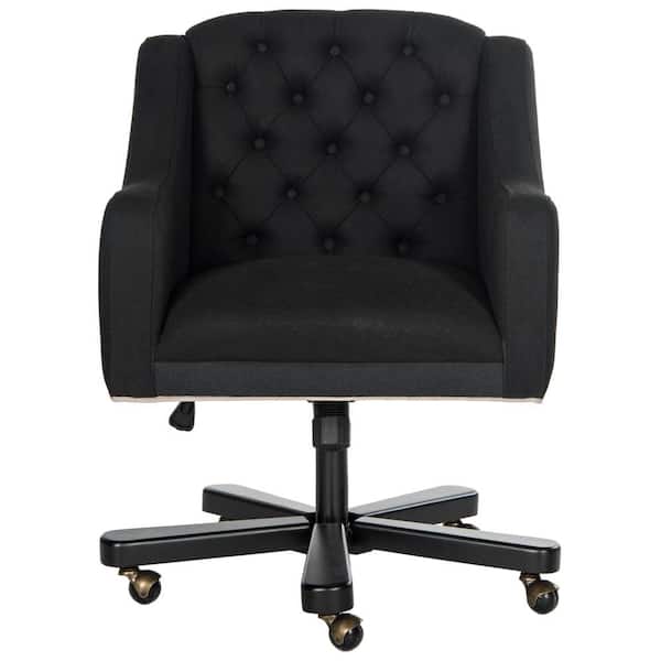 SAFAVIEH Salazar Black/Taupe Linen Office Chair