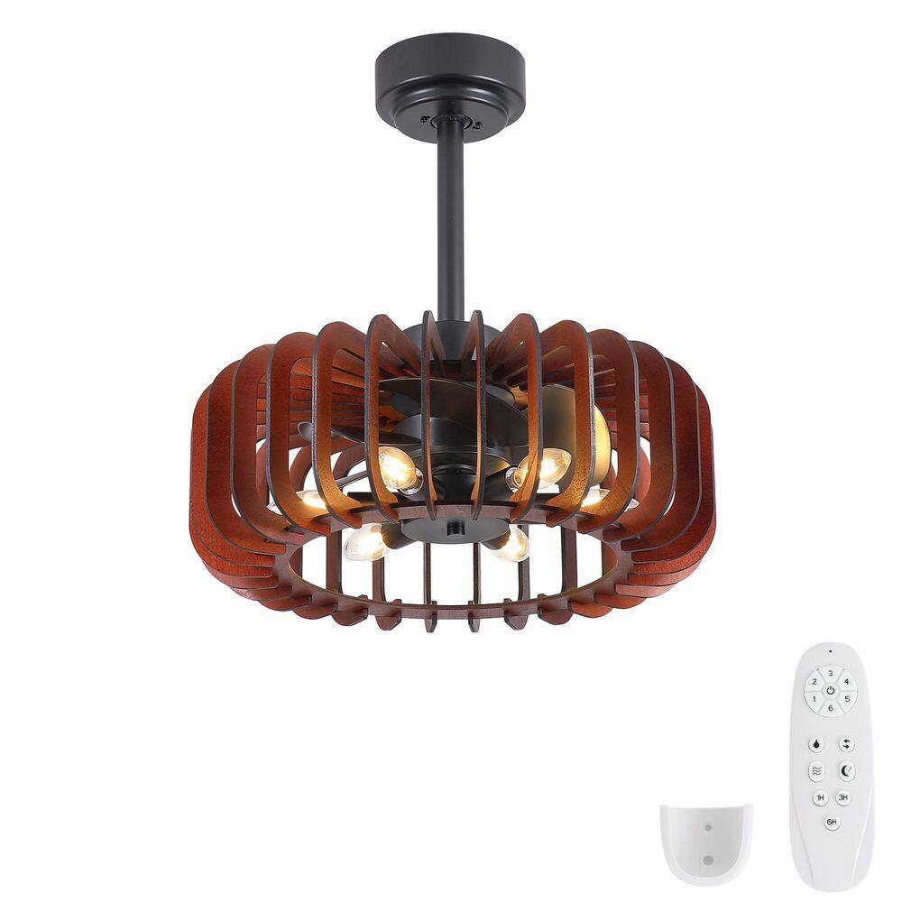 Trevina 20 in. Indoor 6-Light Pumpkin Caged Fandelier with Remote Control, E12 Base, 60W Max, Bulb Not Included, price history on PriceWatchPro