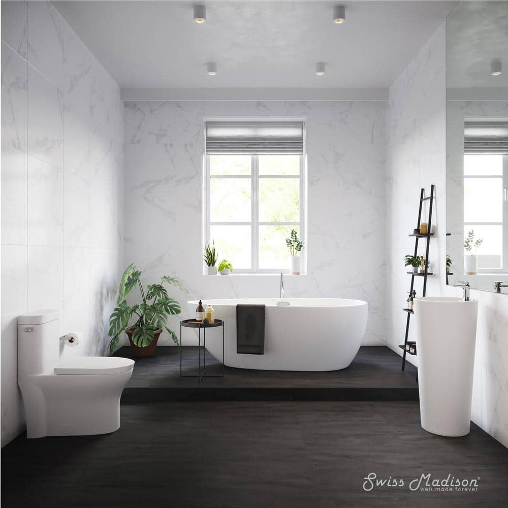 Glossy White Monaco 33.5" Ceramic Pedestal Bathroom Sink